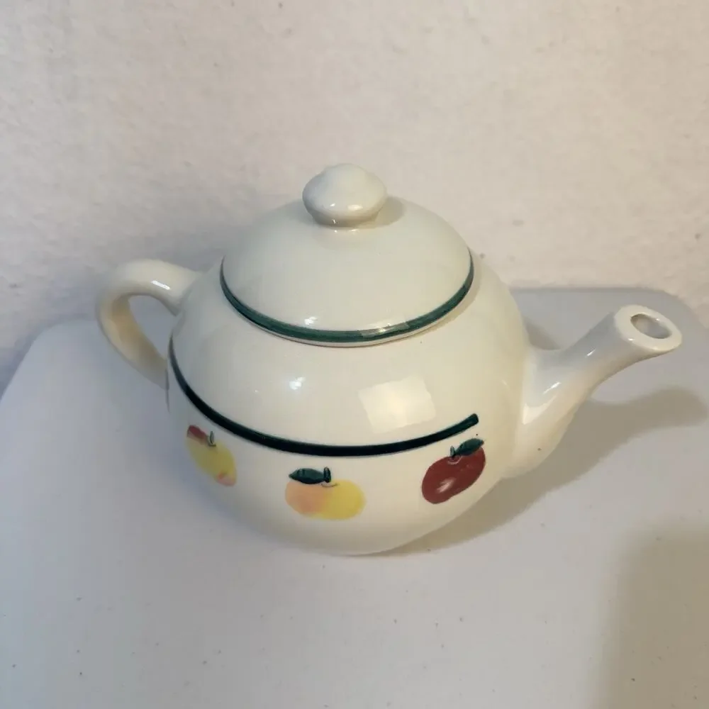 VTG Hartstone Pottery USA Ceramic Golden Delicious Apple Stoneware Tea Pot 6-Cup